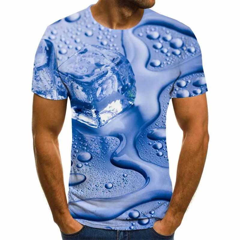 

2021 New Casual Personalized Man's T-shirt 3D O-Neck Short Sleeve male t-shirt Summer High Drops of Water Street Style Top
