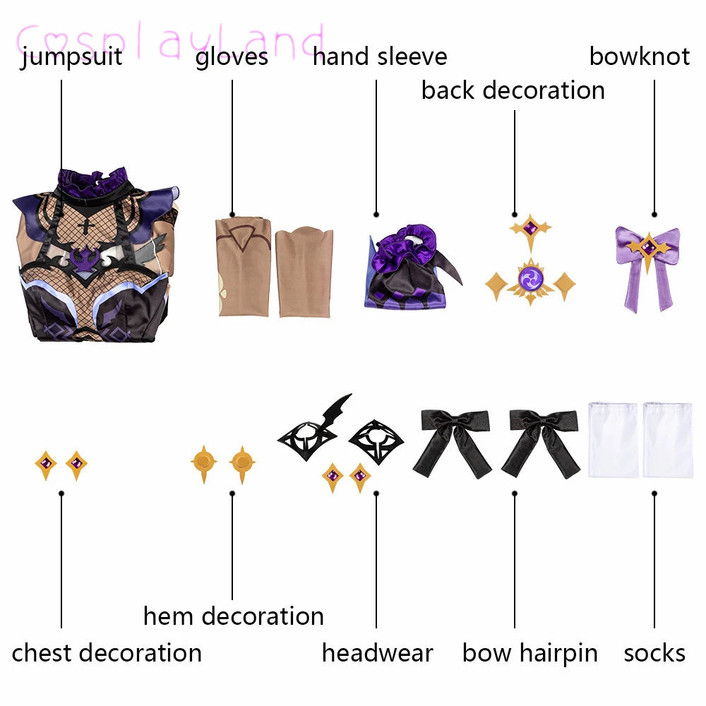 

Hot Game Genshin Impact Fischl Cosplay Costume Carnival Halloween Sexy Dress Women Outfit Props Genshin Impact Jumpsuit
