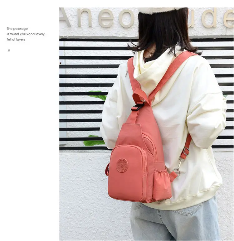 

Nylon Women Backpack Ladies Shoulder Bags Fashion Female Chest Bags Solid Color Messenger Bags for Girls Multifunction Lady Bags