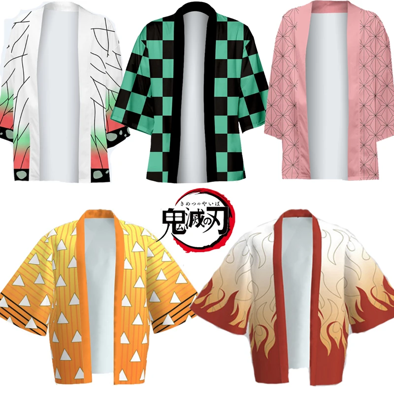 

Anime Demon Slayer Kimetsu no Yaiba Cosplay nezuko rengoku zenitsu tanjiro shinobu Kimono Haori Yukata Women/Men Summer costume