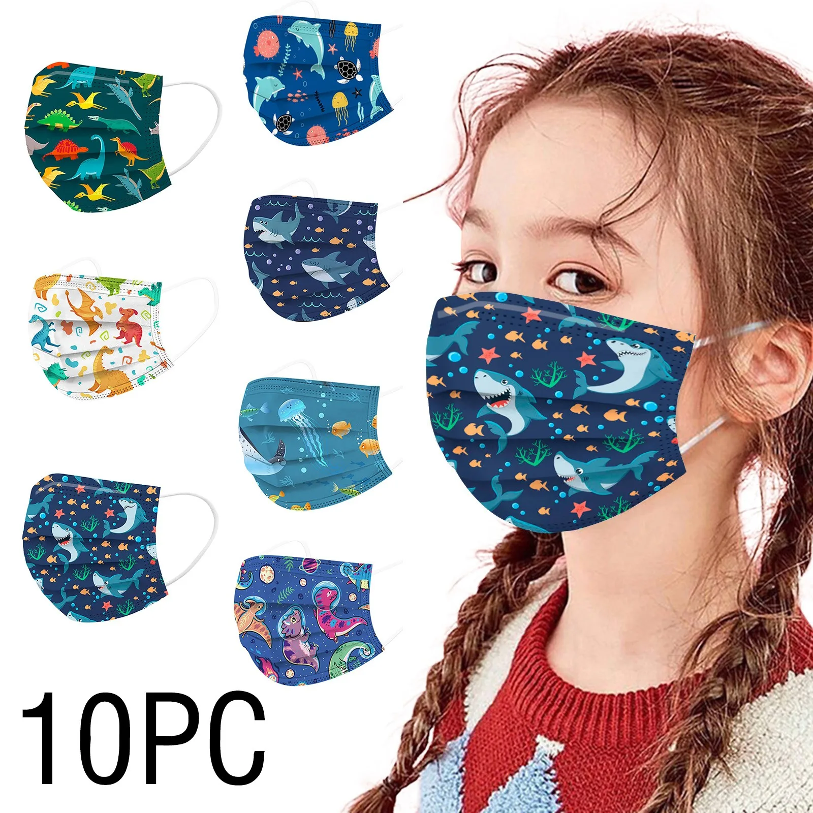 10 шт. детская маска для лица с рисунком динозавра | Красота и здоровье