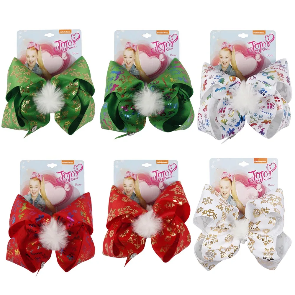 

ncmama 7" Large Christmas Hair Bow Handmade Grosgrain Hairbow For Girls Christmas Gifts Kids Hair Clip Festival Hair Accessories
