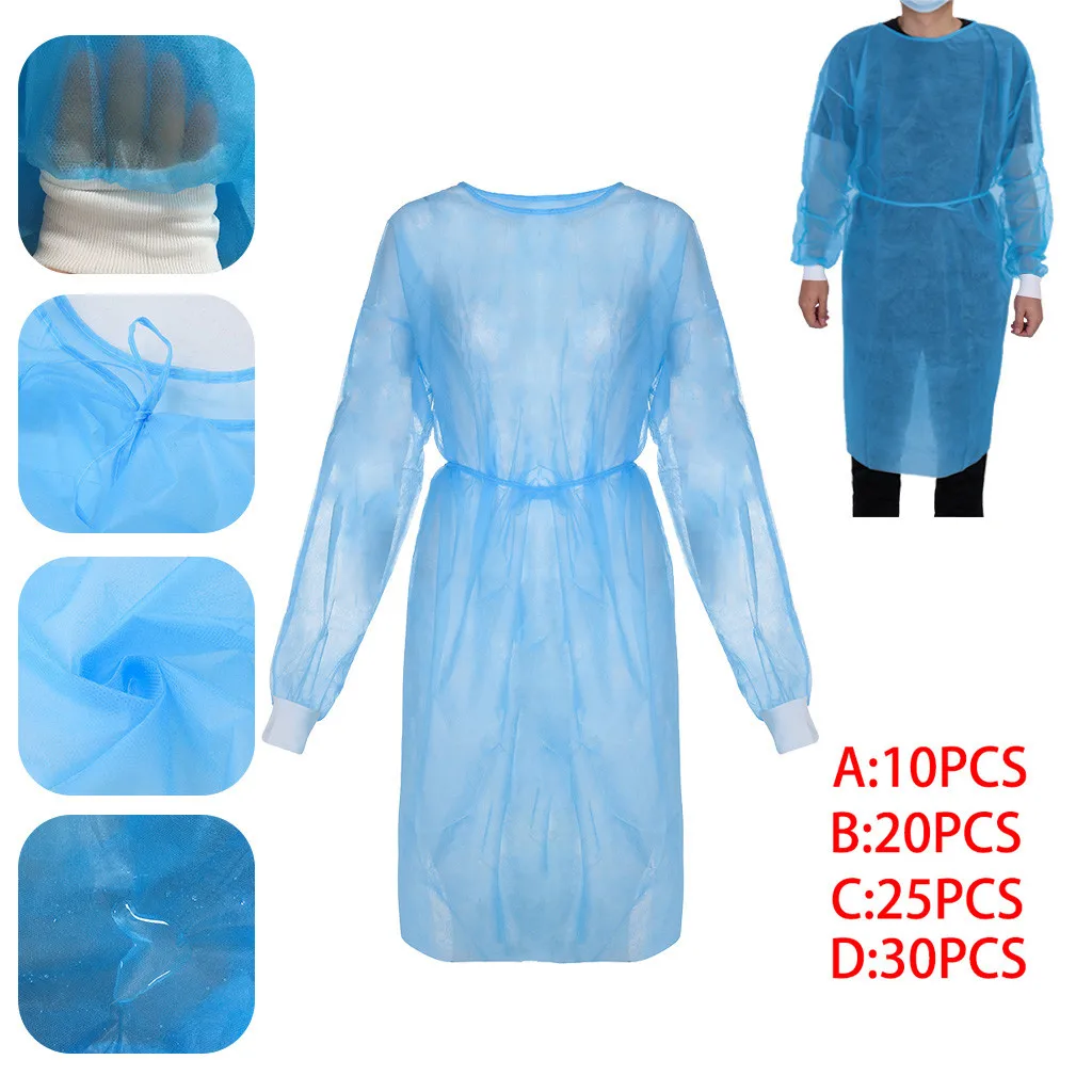 

Disposable Isolation Gown Non-Woven Coverall with Elastic Knit Cuffs Nursing Gown Universal Size Protective Clothes Wholesale A5