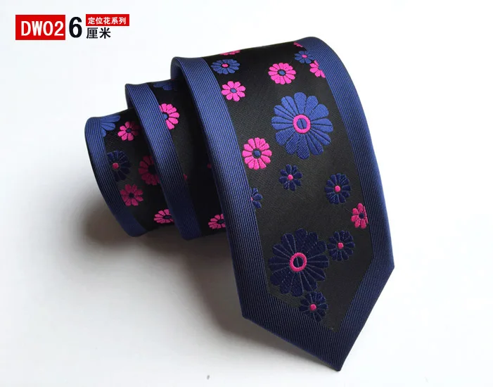 

6cm Men Skinny Ties High Density Woven Necktie Bordered with Floral Pattern Cravat