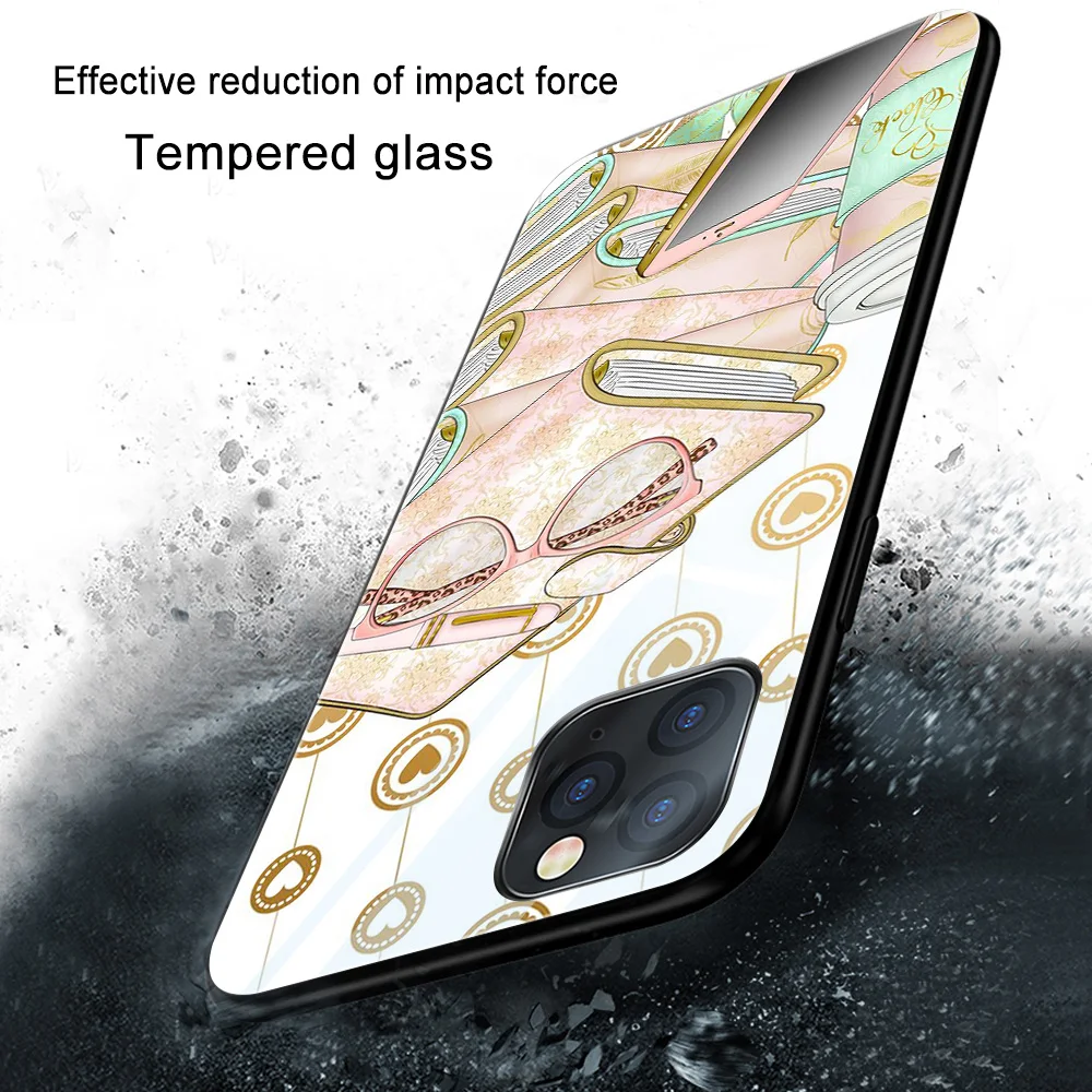 

Fashion girl Case For iPhone 11 12 Pro Max XS X XR 7 8 Plus mini Back Cover For iPhone SE 2020 Tempered glass Phone Cases Funda