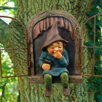 new creative garden gnome statue elf out the door tree hugger figurine for home yard porch d%c3%a9cor decoration