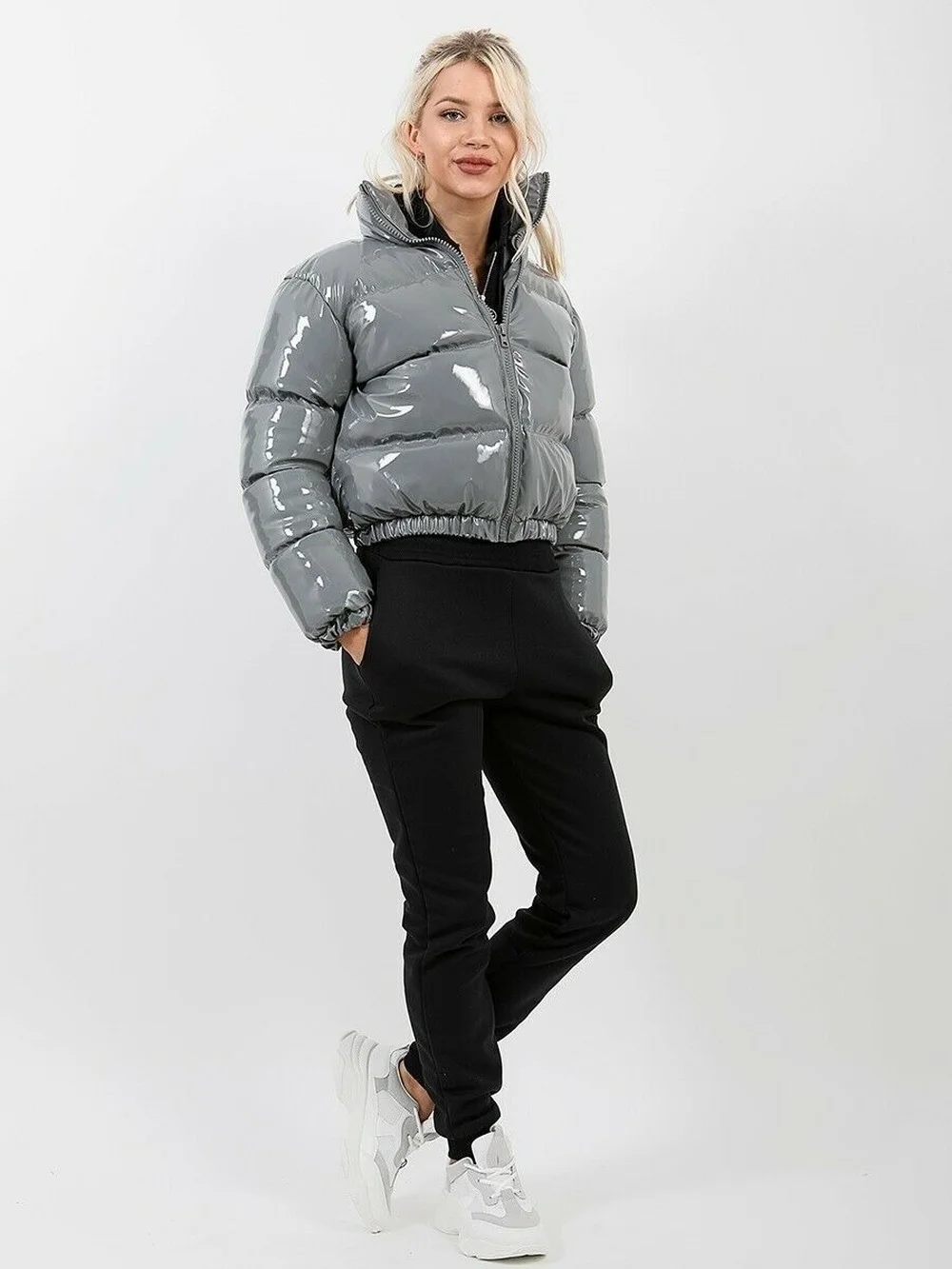 

Warm Women Bright Face Shorts Full Stand-collar Jacket Multi-color Personality Bread Coat Cotton Coat Padded Streetwear Winter
