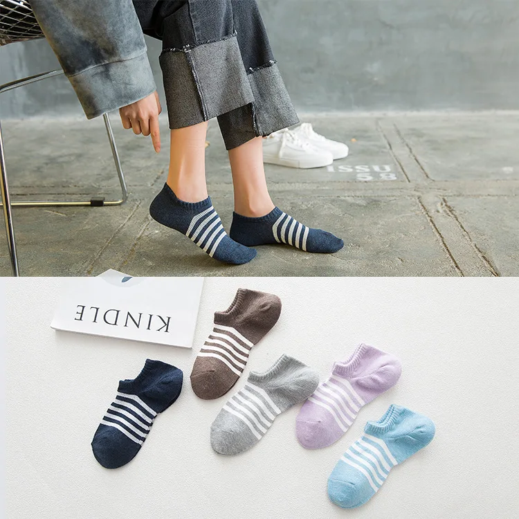 

Носки женские, полосатые, хлопковые, невидимые, весенне-летние