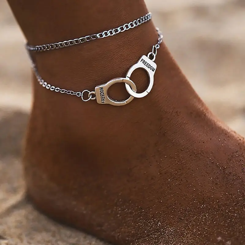 

Classic lovers love handcuffs anklet fashion simple beach foot ornaments