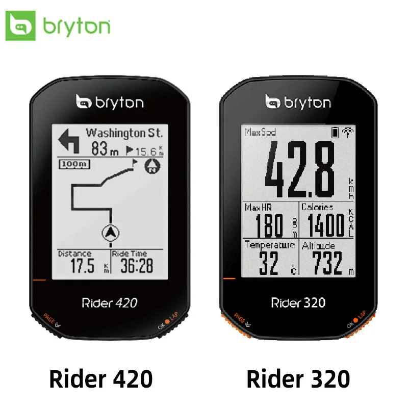 Bryton Rider 320 420 GPS Bike  Computer Global Navigation Satellite System Waterproof IPX7 ANT+  sensors