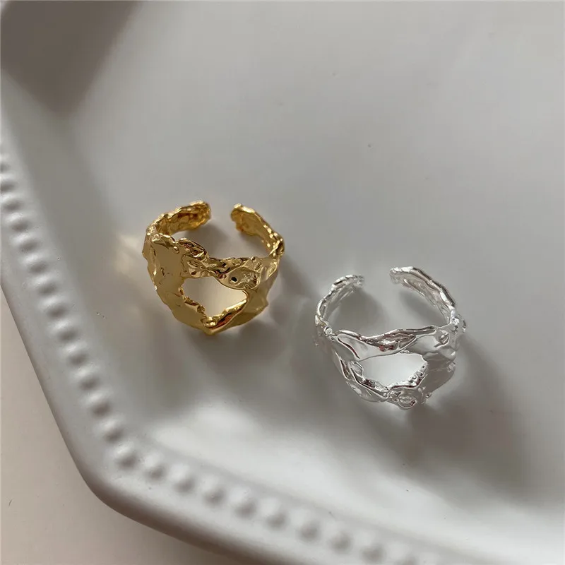 

RUIYI Real 925 Sterling Silver Women Punk Hyperbole Rings Female Original Delicate Hollow Vein Geometric Irregular Chic Rings