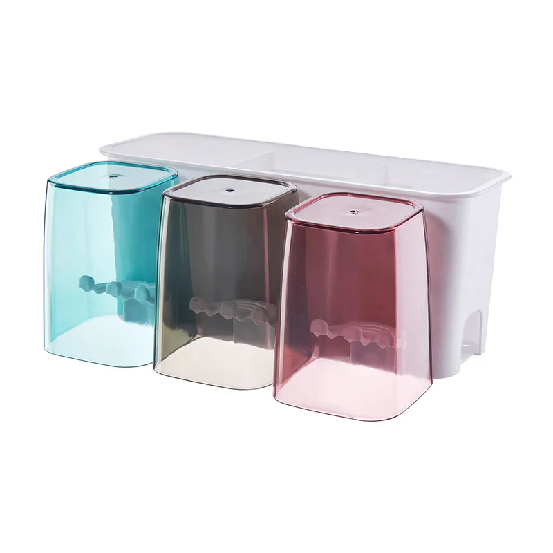 

Household Non-punch Bathroom Toothbrush Rack Storage Box Set Wall-mounted Toothbrush Tumbler Toothpaste Holder