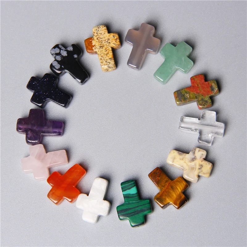 

12*16mm Natural Stone Crystal Tiger Eye Cross Loose Spacer Beads Charm for Women Jewelry Making DIY Necklace Bracelet Part 10pcs