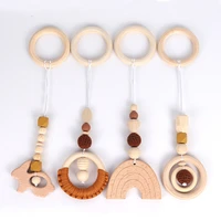 baby wooden teether four piece suit childrens wooden fitness equipment pendant baby room decoration fitness frame ornaments
