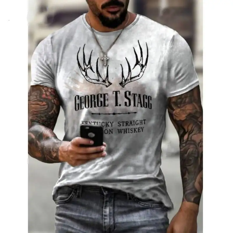 

Мужская футболка с 3D принтом оленьих рогов, свободная быстросохнущая футболка большого размера, лето 2021