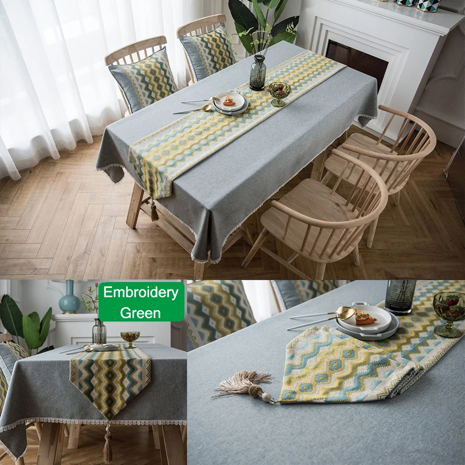 Элегантная вышивка геометрический прямоугольный стол бегун для дома обеденные