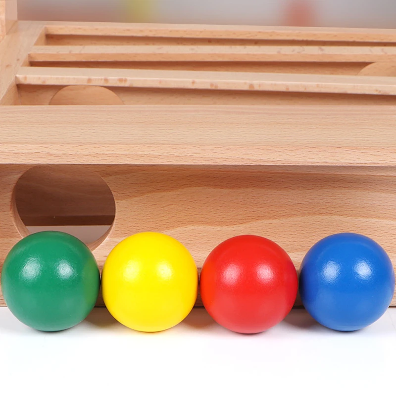 

Montessori Ball Tracker, Montessori Toy, Visual Tracking Skills Toy, COLOURFUL Wooden Ball Roller, Educational Ball Drop Toy
