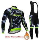 Теплая зимняя камуфляжная одежда для команды 2022, термофлисовый мужской костюм из Джерси, одежда для езды на велосипеде и горном велосипеде, комплект из комбинезона и брюк