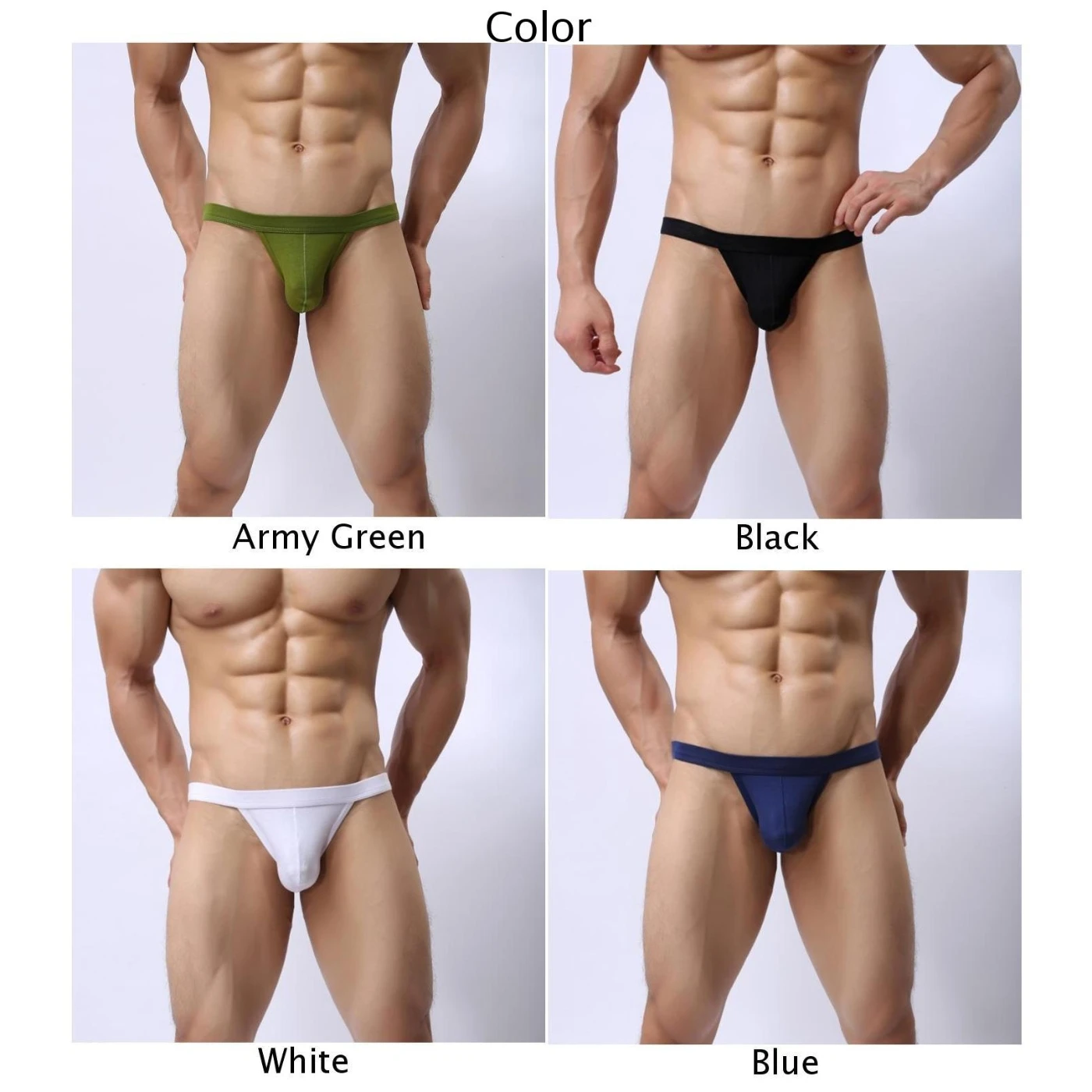 

Mens Silky Low Rise Bulge Pouch G-string Shorts T-back Thong Briefs Underwear