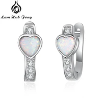 silver color hoop earrings heart opal 2021 earrings with cubic zirconia korean good quality fashion jewelry gift for women girl