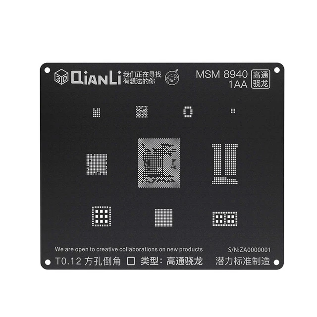 

Трафарет для реболлинга стальной сетки iBlack 3D для EMMC DDR MTK 6582 MSM8917 MSM8916 MSM8937 MSM8953 MSM8940 SDM636 SDM660