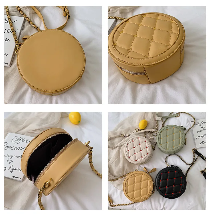 2019 new small round package love sewn line single shoulder oblique cross-female |