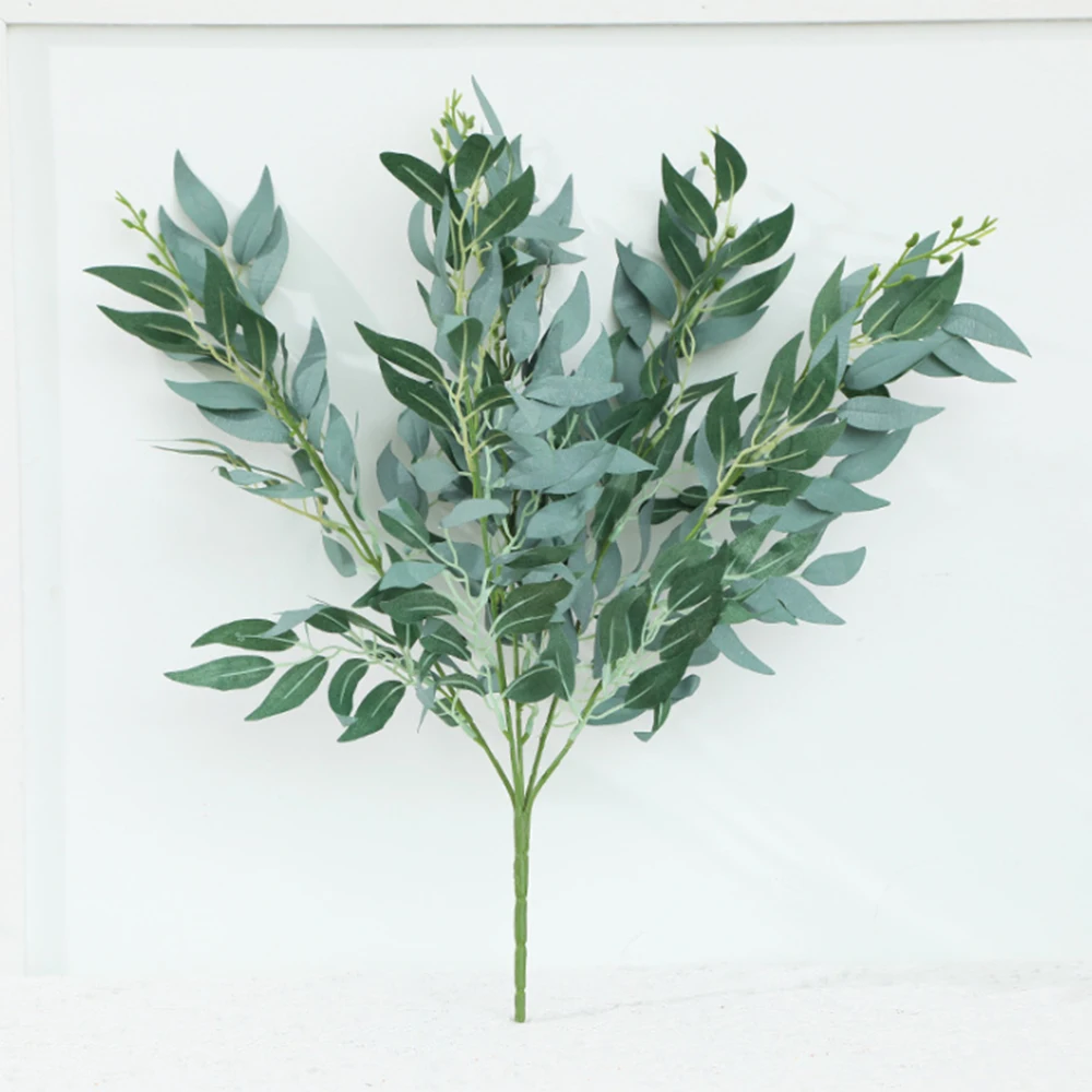 

Artificial Willow Bouquet Fake Leaves For Home Christmas Wedding Decoration Jugle Party Willow Vine Faux Foliage Plants Wreath