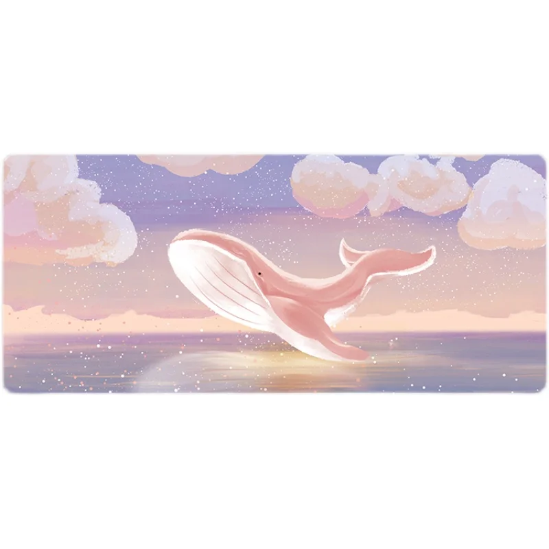 

Novel Landscape Whale Game Mouse Pad Large Size Sunset Pattern Desktop Keyboard Lock Border Washable Rubber Pad Table