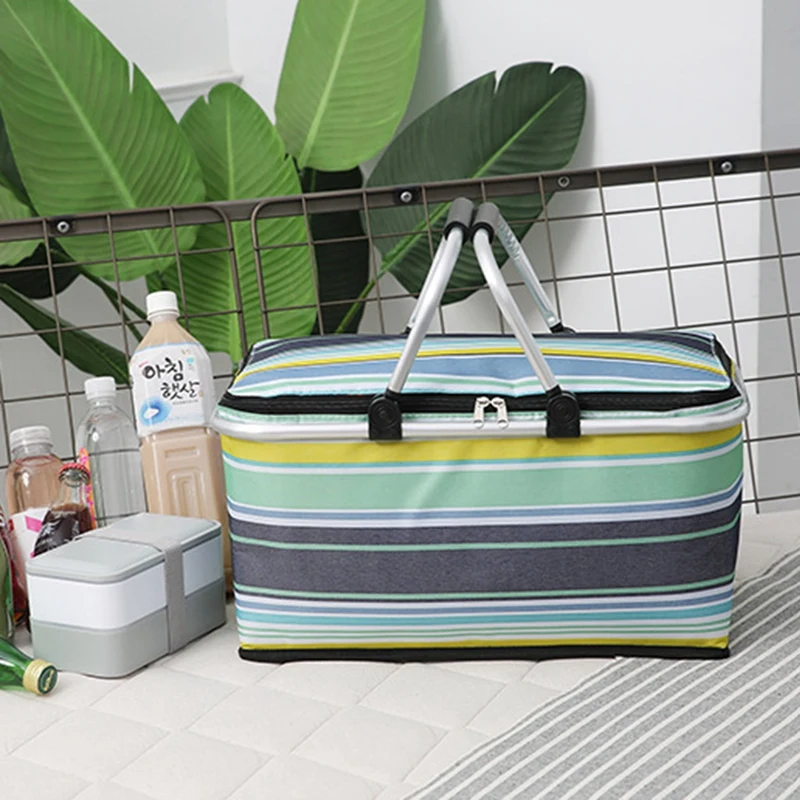 

Foldable Shopping Basket With Thermal Function Cool Bag Thermal Basket Picnic Basket Insulated Bag