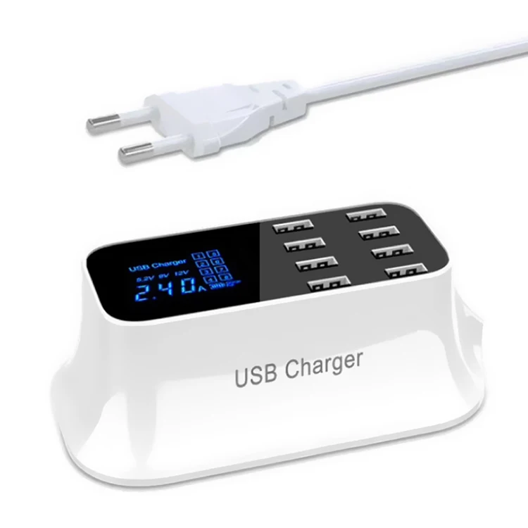 Зарядное устройство с 8 USB-портами ЖК-дисплей дисплей в режиме реального времени