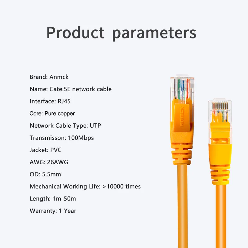Ethernet кабель Anmck RJ45 Cat5e Lan UTP CAT 5e RJ 45 сетевой патч корд для настольных компьютеров