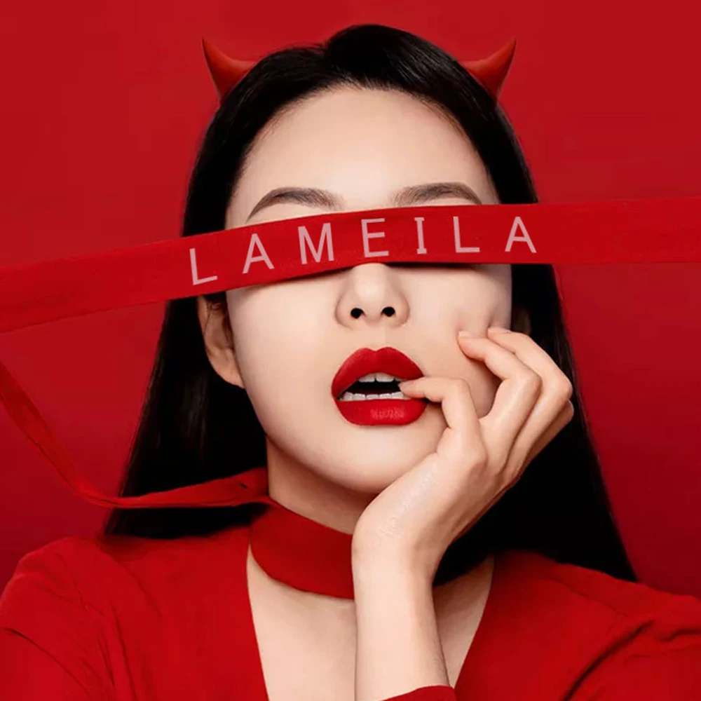 

Red tube Lip Glaze velvet fog surface matte rotten tomato color white not easy to fade lip color lipstick lipstick