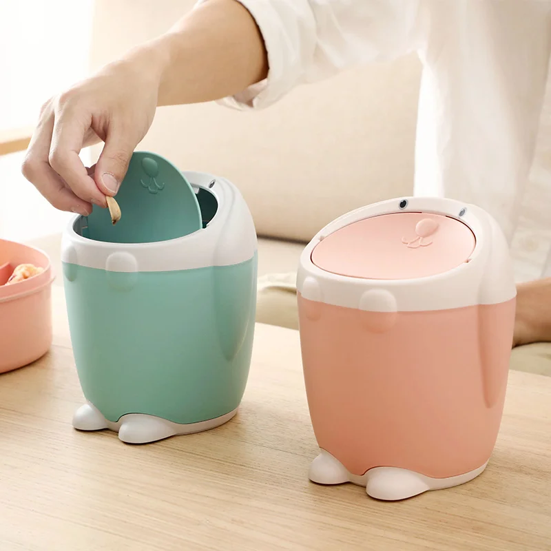 Настольная мини-корзина для мусора креативный контейнер с крышкой кухни