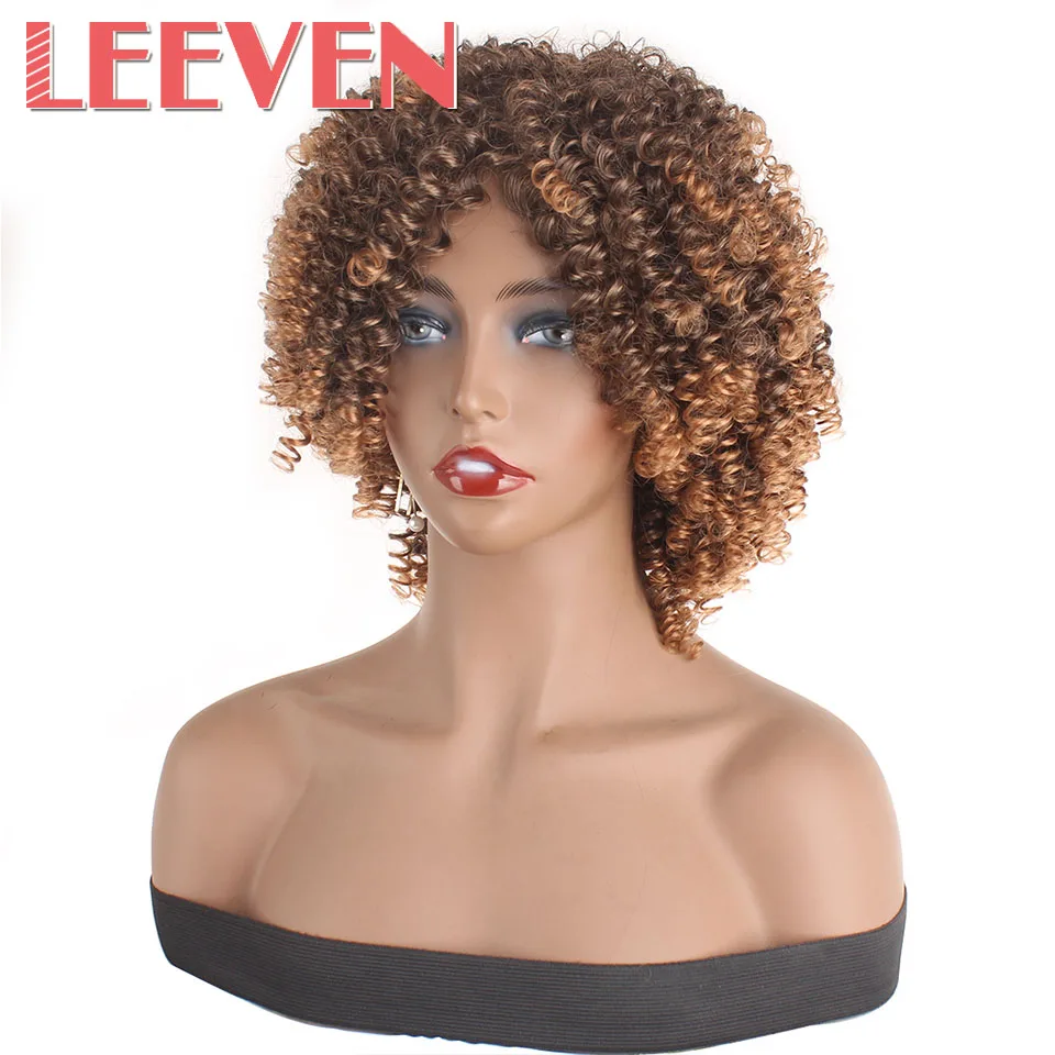 Парик Leeven 6 дюймов афро кудрявые синтетические Короткие искусственные волосы