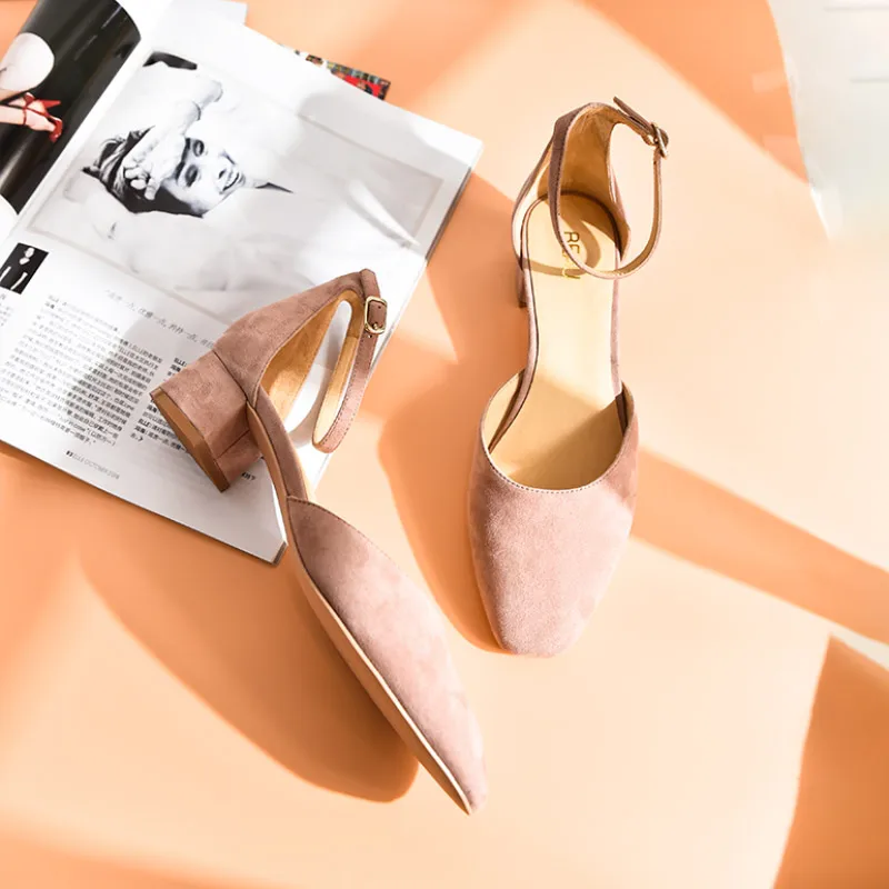 Босоножки BeauToday женские детские замшевые кожаные с квадратным носком на ремешке