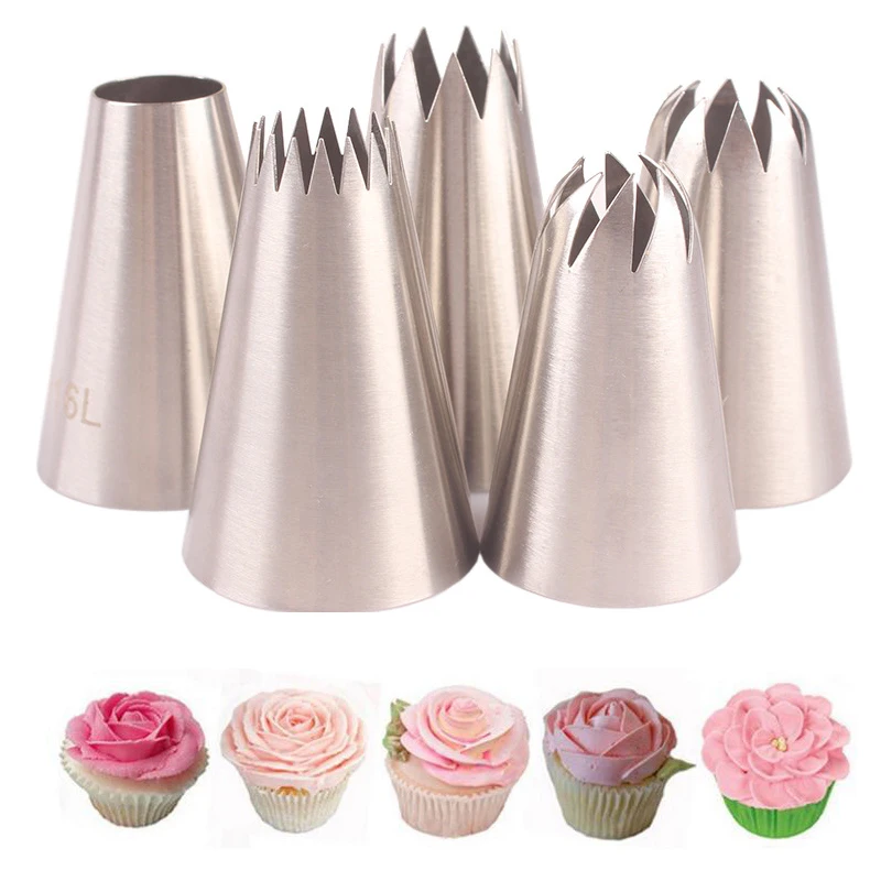 5 шт. большой Размеры глазури трубопроводов сопла Кондитерские наконечники для