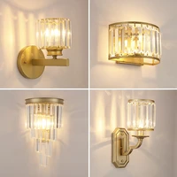 crystal wall lamp postmodern american luxurious gold wall lamp for living room bedroom study decor wall light bathroom fixtures