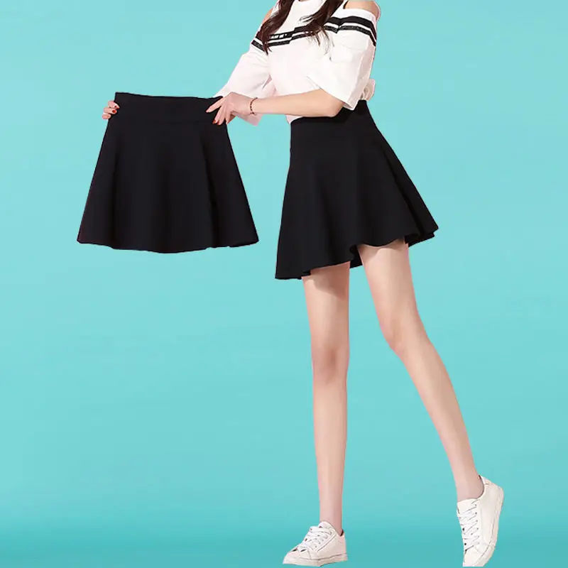 

New Style Sweet Mini Skirts Girl's Elastic High Waist Short Skirt A-line Pleated Skirt Spring Summer Chic Women Feminine Fashion