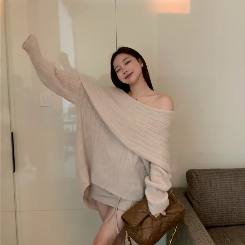 Женский пуловер Harajpoo Осень-зима 2021 корейский пикантный белый Однотонный свитер