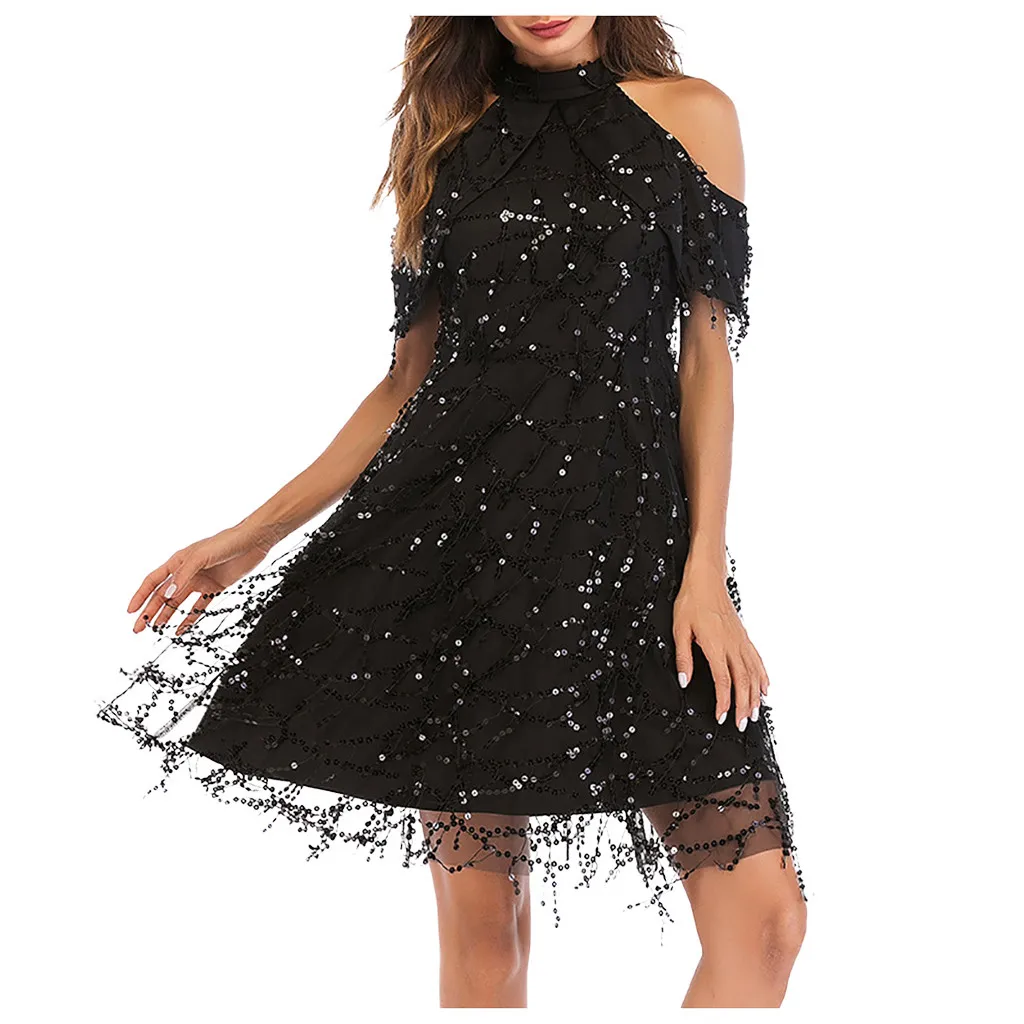 Женское платье с блестящими рукавами и блестками сексуальное элегантное Vestidos De