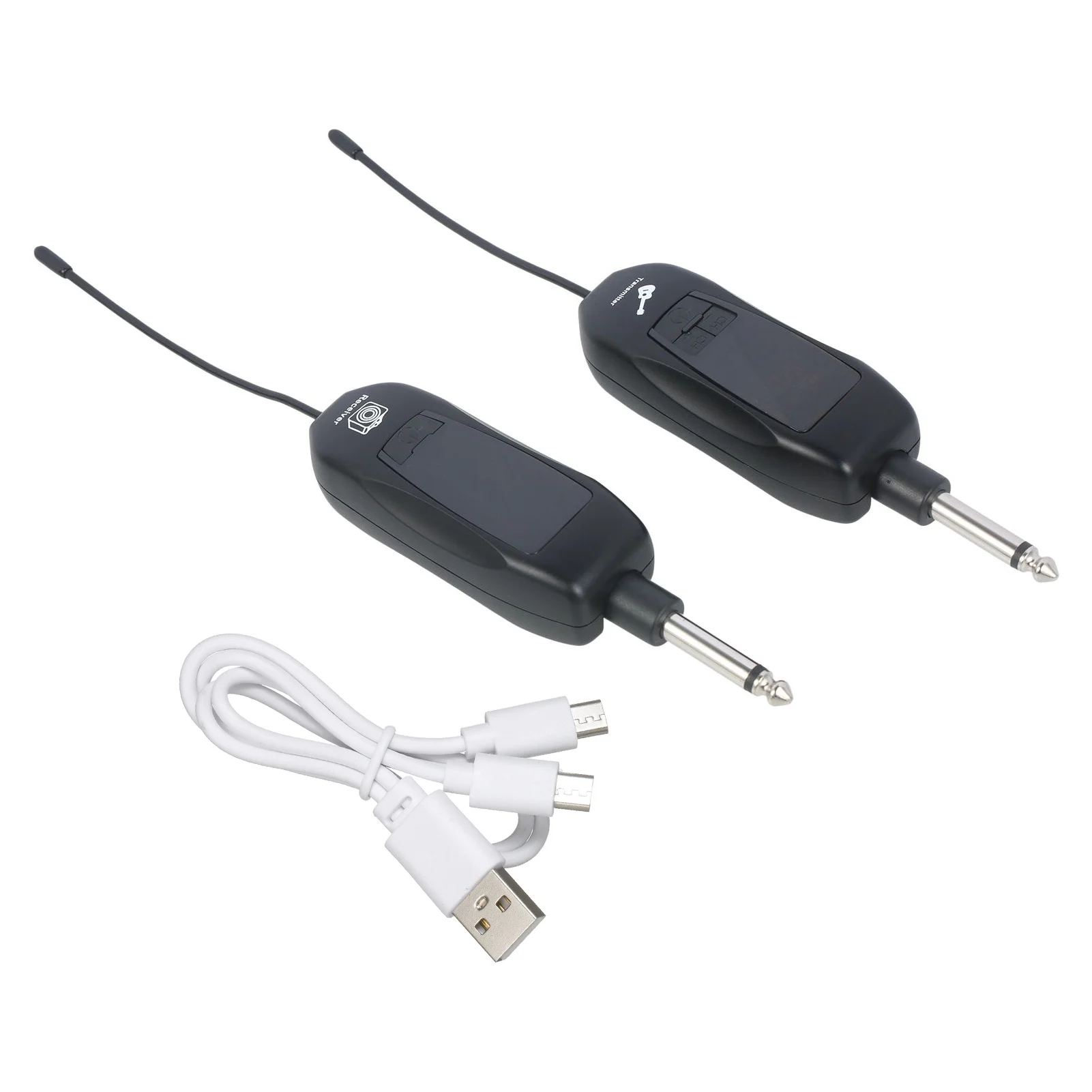 

UHF Wireless Transmitter & Receiver 6.35mm Standard Audio Plug Wireless System for Electric Guitar Bass Piano