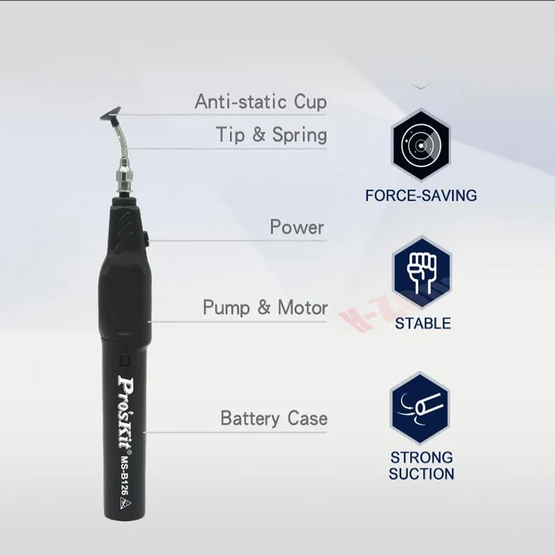 Pro'sKit MS-B126 мощный Электрический Вакуумный патрон Антистатическая всасывающая
