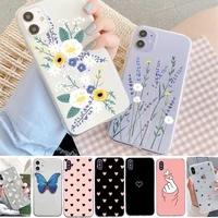 floral phone cases for iphone 12 pro max 11 xr x xs 6 6s 7 8 plus se 2020 5 case silicon love heart transparent slim back cover