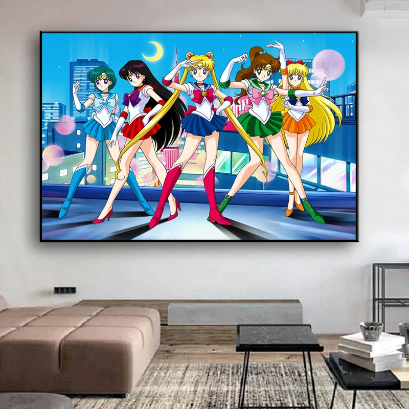 Плакаты на холсте Sailors Moonor с аниме девушкой декоративные картины маслом