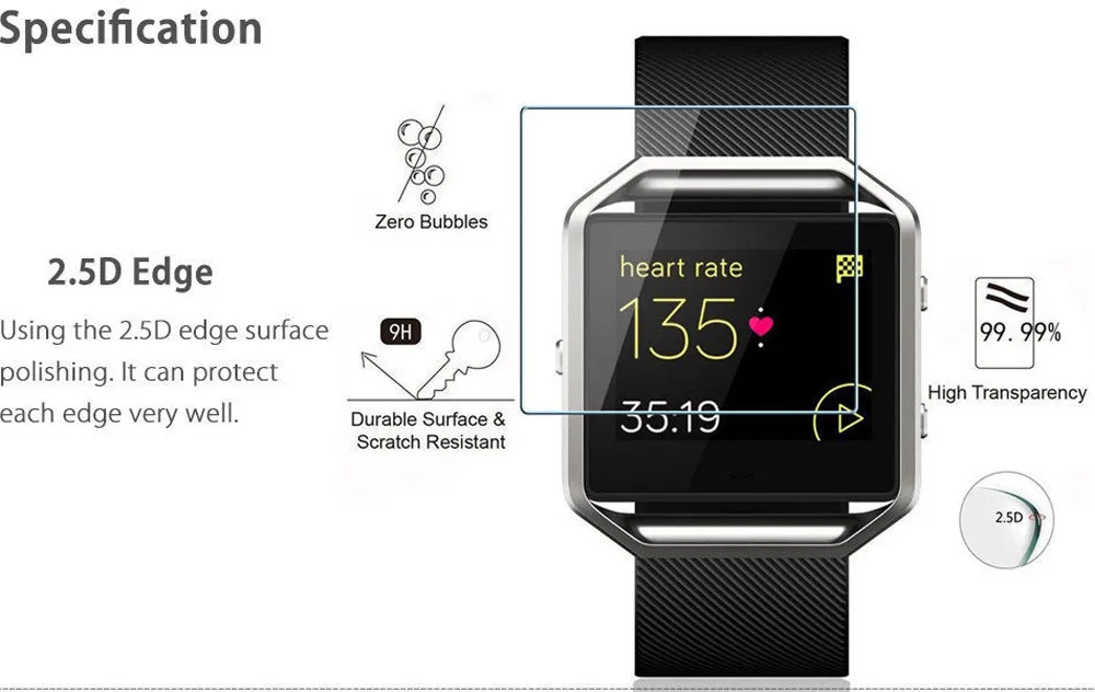 Взрывозащищенное Закаленное стекло класса премиум для Fitbit Blaze 2 шт. | Электроника