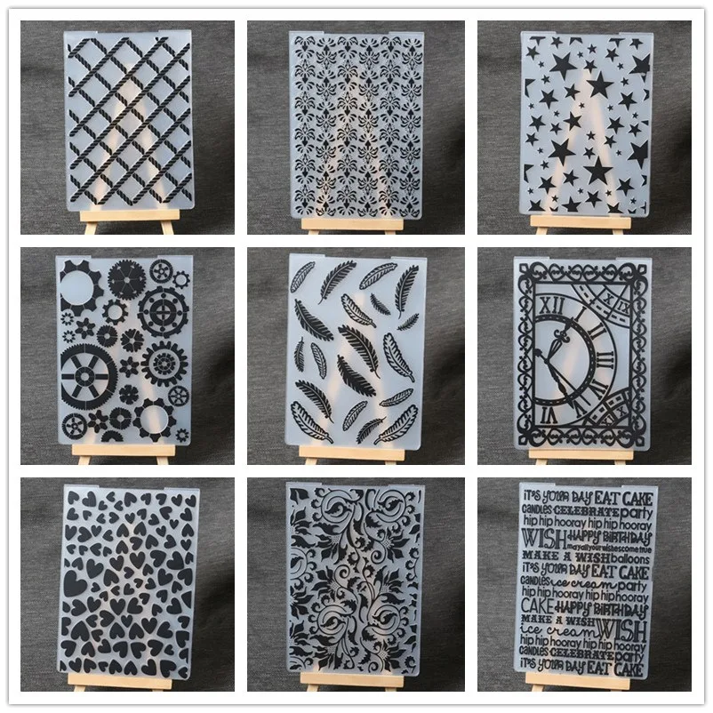 Пластиковые шаблоны с цветами и надписями для рукоделия скрапбукинга