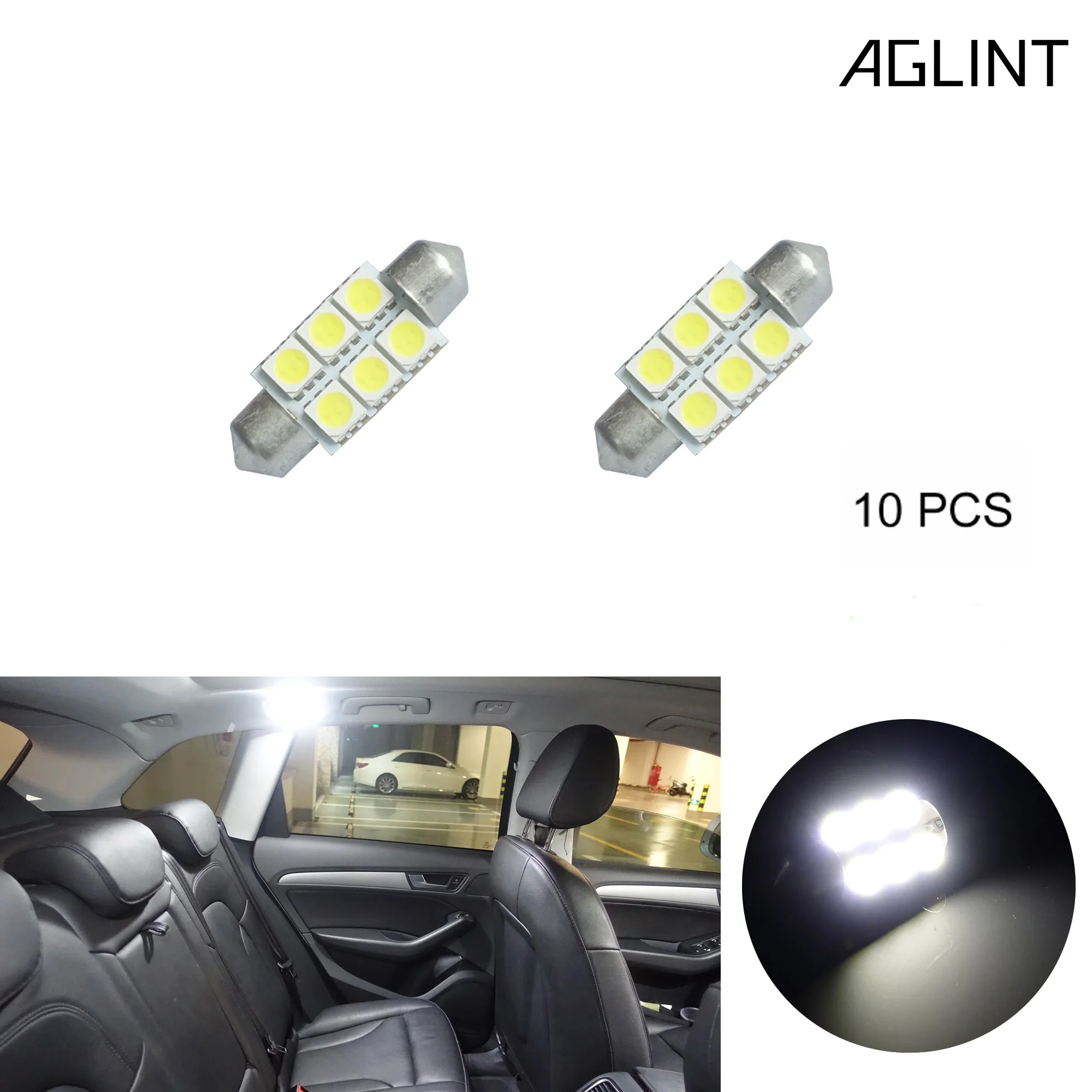 Светодиодный гирлянда AGLINT 10 шт./лот оптовая продажа 36 мм C5W 5050 6 SMD Автомобильный