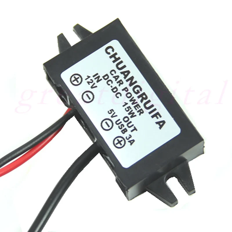 1 шт. 12 в пост. Тока 5 3 А 15 Вт Водонепроницаемый конвертер постоянного тока Mini USB