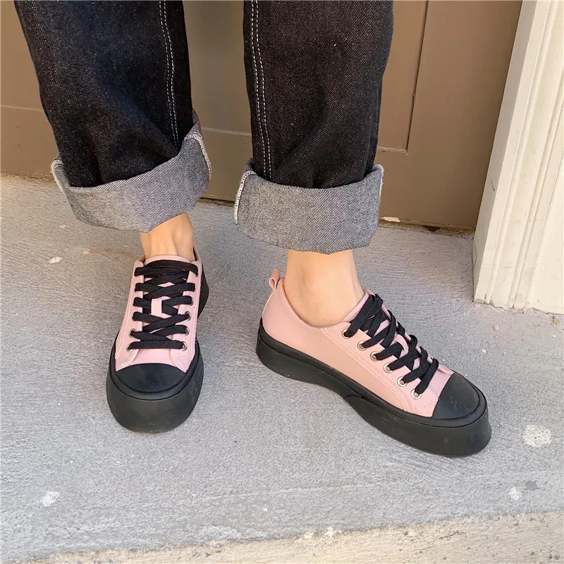 

Women Flats 2021 Spring Casual Sneakers Sandals Shoes For Woman Fashion Lace Up Female Sport Canvas Shoes Vulcanized Ladies Flat