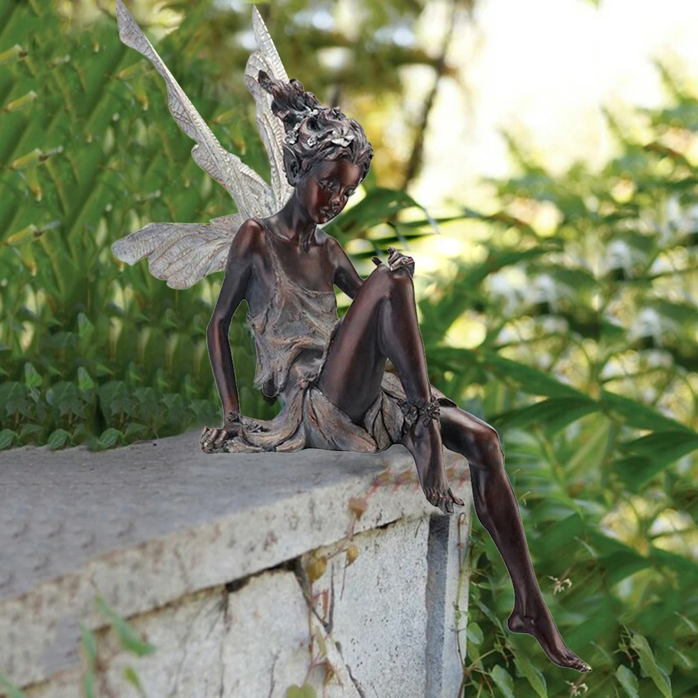 

Tudor And Turek Sitting Fairy Statue Garden Ornament Resin Craft Landscaping Yard Decoration Home Garden Decoration Outdoor